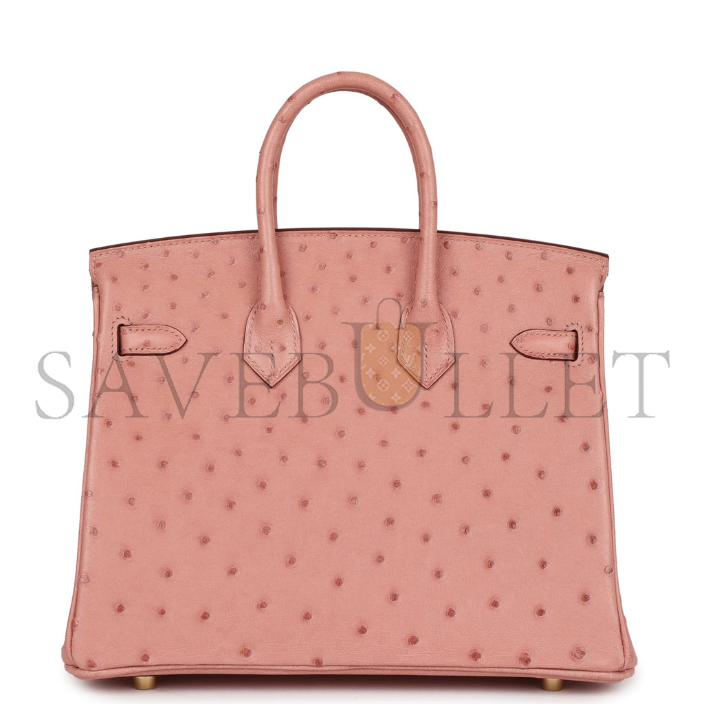 HERMÈS MASTER BIRKIN 25 OSTRICH LEATHER CHERRY BLOSSOM PINK GOLD BUCKLE H041944CK92 (25*20*13cm)